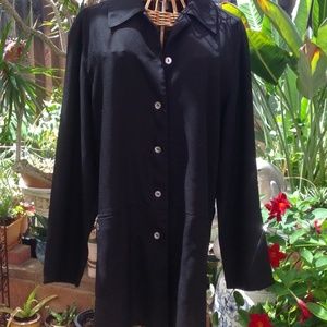 Benard Holtzman for Harve Benard Ltd Black Duster Jacket with Abalone Buttons